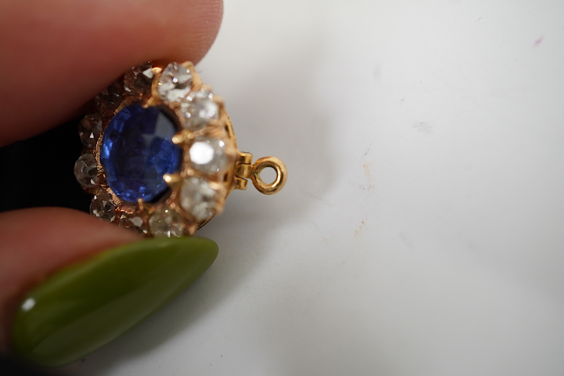 A sapphire and diamond slide/pendant, 19th century